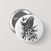 Finch op kersenbranche ronde button 5,7 cm (Voorkant /achterkant)
