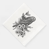 Finch op kersenbranche servet (Hoek)