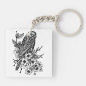 Finch op kersenbranche sleutelhanger (Achterkant)