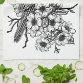 Finch op kersenbranche theedoek (Gevouwen)