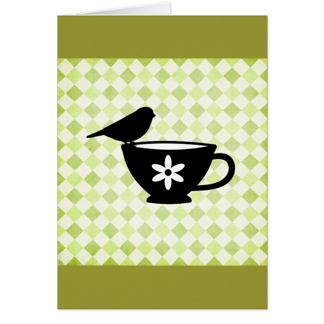 Finch op Teacup Silhouette (Voorkant)