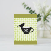 Finch op Teacup Silhouette Briefkaart (Staand voorkant)