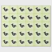 Finch op Teacup Silhouette Cadeaupapier (Vlak)