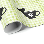 Finch op Teacup Silhouette Cadeaupapier (Rol Hoek)