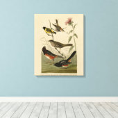 Finch, Towee, Sparrow, Audubon's Birds of America Canvas Afdruk (Insitu (Houten vloer))