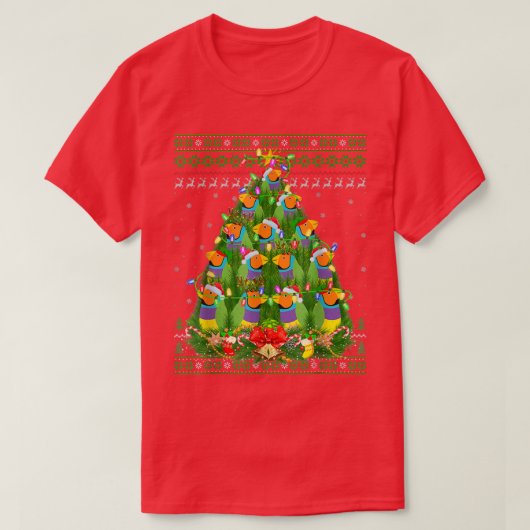 Finches Bird Lover Xmas Lights Ugly Finches Christ T-shirt (Design voorkant)