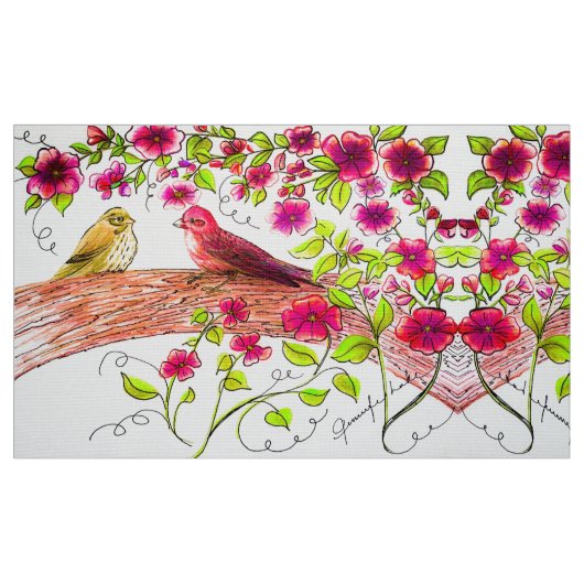 Finches in het voorjaar stof (Fat Quarter)