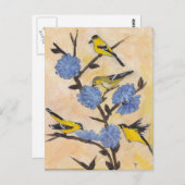 Finches op cichorei briefkaart (Voorkant / Achterkant)