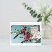 Finches op Pine Tree  Nieuwjaar Feestdagenkaart (Staand voorkant)
