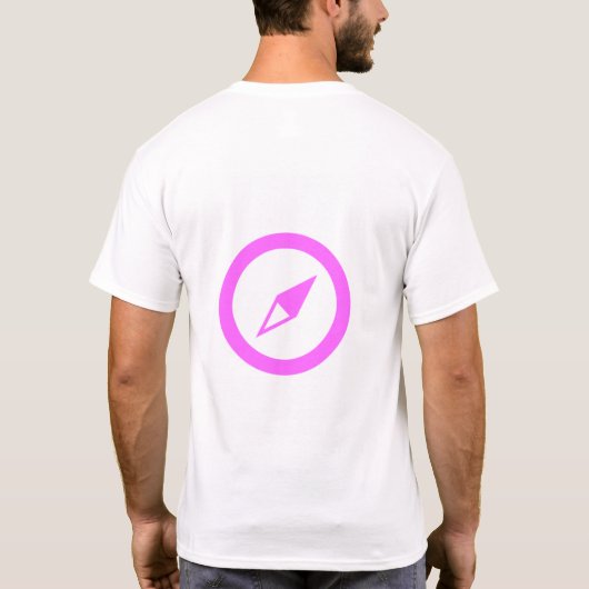 "Find On The Way" Wit T-shirt – vet rood en roze (Achterkant)