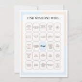 Find Someone Who Classroom Bingo Activity Kaart (Voorkant)