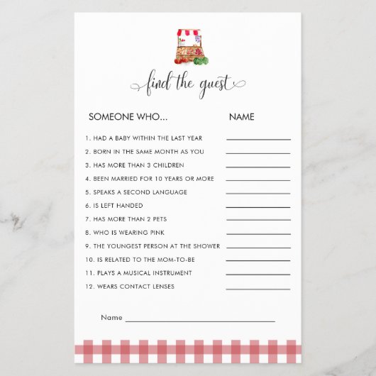 Find the Guest Game Locally Grown Baby Shower Flyer (Voorkant)