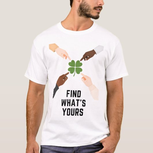 Find Whats Yours Minimal Lucky Clover Mens T Shirt (Voorkant)
