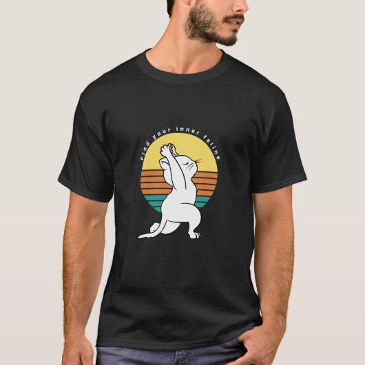 Find Your Inner Feline Retro Yoga Cat Present T-shirt (Voorkant)