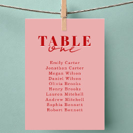 FIND YOUR SEAT! Blush Red Bold Font Wedding Kaart