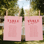 FIND YOUR SEAT! Blush Red Bold Font Wedding Kaart