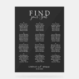 Find Your Seat! Elegant Black Transparent Wedding Acryl Bord