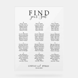 Find Your Seat! Elegant White Transparent Wedding Acryl Bord