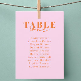FIND YOUR SEAT! Pink Orange Bold Font Wedding Kaart