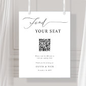 Find Your Seat QR Code Wedding Seating Plan Sign Poster