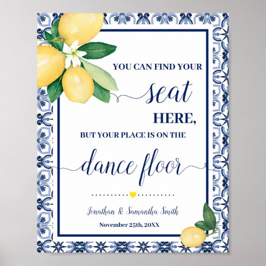 Find Your Seat Wedding Reception Mediterranean Poster (Voorkant)