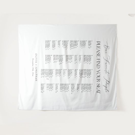 Find Your Seat Wedding Seating Chart  Fabric Wandkleed (Voorkant (horizontaal))
