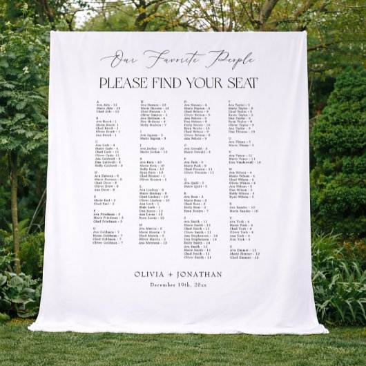 Find Your Seat Wedding Seating Chart  Fabric Wandkleed