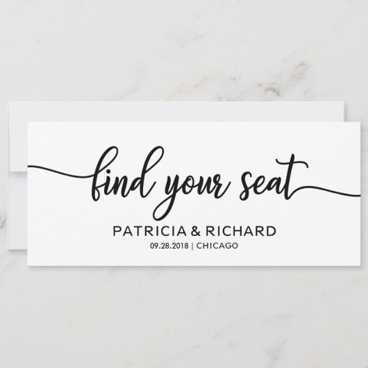 Find your Seat Wedding Seating Chart Title Card Kaart (Voorkant)