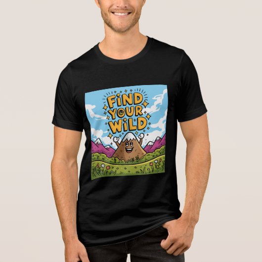 Find Your Wild Cute Mountain Cartoon Design Tri-Blend Shirt (Voorkant)