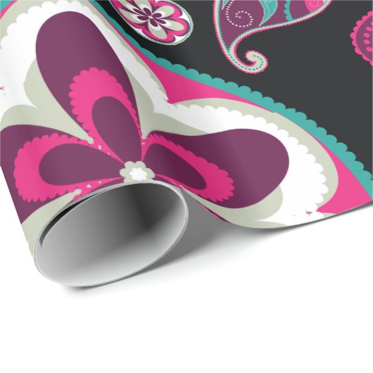 Fine Abstract Cool Cute Girly Retro Mode Cadeaupapier (Rol Hoek)