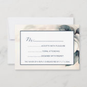 Fine Art 3D Flower Blue Ivory RSVP Kaartje (Voorkant)