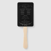 Fine Art Black Floral Kalligrafie Programma Handwaaier (Achterkant)