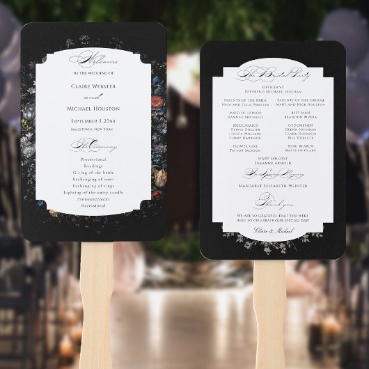 Fine Art Black Floral Kalligrafie Programma Handwaaier