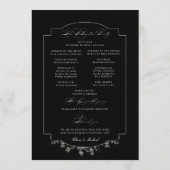 Fine Art Black Floral Kalligrafie Programma Programmakaart (Achterkant)