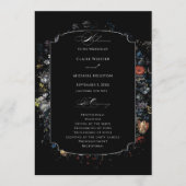 Fine Art Black Floral Kalligrafie Programma Programmakaart (Voorkant)