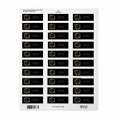 Fine Art Black Floral Monogram Krans Etiket (Full Sheet)