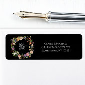 Fine Art Black Floral Monogram Krans Etiket