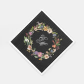 Fine Art Black Floral Monogram Krans Servet (Hoek)