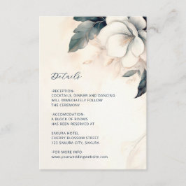 Fine Art Blue Ivory Floral Wedding Informatiekaartje