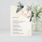 Fine Art Blue Ivory Floral Wedding Informatiekaartje (Staand voorkant)