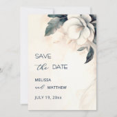 Fine Art Blue Ivory Flower Save The Date (Voorkant)