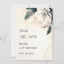 Fine Art Blue Ivory Flower Save The Date