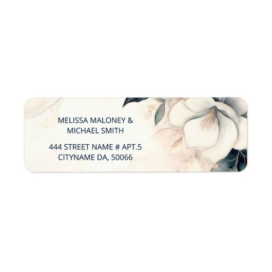 Fine Art Blue Ivory Flower |  Wedding Etiket (Voorkant)