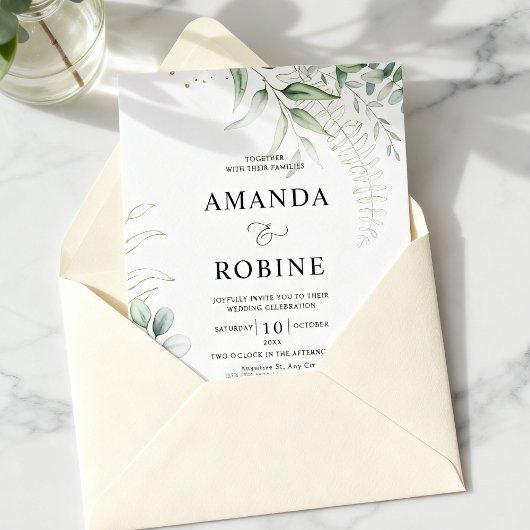 Fine Art Botanical Wedding Invitation Kaart