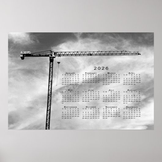 Fine Art Bouw Kraan Foto 2026 Kalender Poster (Voorkant)