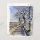 Fine Art Briefkaart - A Wintry Road, waterverf (Voorkant / Achterkant)