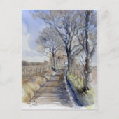 Fine Art Briefkaart - A Wintry Road, waterverf (Voorkant)