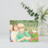 Fine Art Briefkaart - Afspeeltijd, kleurenpotlood (Staand voorkant)