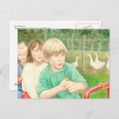 Fine Art Briefkaart - Afspeeltijd, kleurenpotlood (Voorkant / Achterkant)