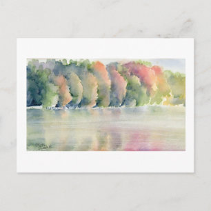 Fine Art Briefkaart - Autumn Lake, waterverf